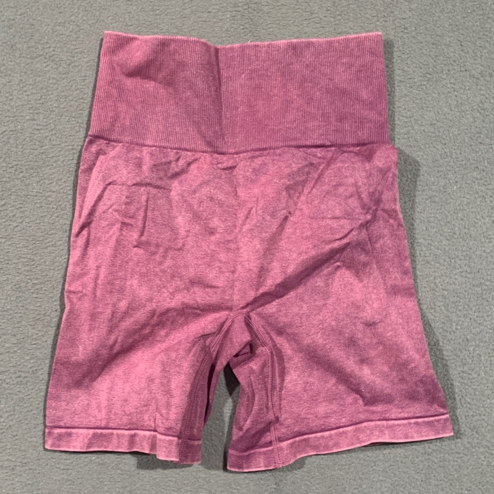 SISSYCOS Seamless Ribbed High Waist‎ Biker Shorts Scrunch Butt Purple Size XS S